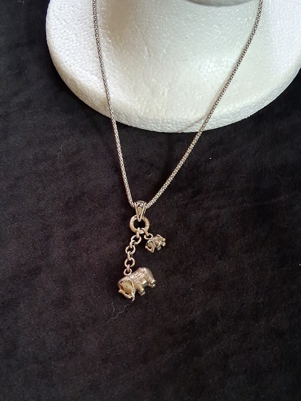 Vintage Silver Elephants Charm Necklace - Women Jewelry